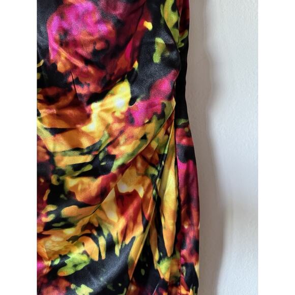 Maggy L Sheath Dress Women’s Petite Satin Ruched Cocktail Party Retro Colorful - Picture 3 of 7